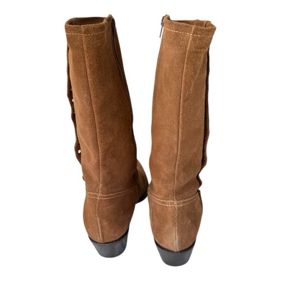 Mario De Gerard Brown Suede Leather Womens Boots Sz 9.5M Made Brazil Metal EUC - Picture 4 of 8